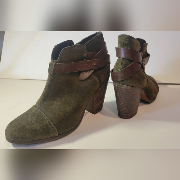 Rag & Bone Ankle Boots Womens Shoes EU40 Harrow Green Suede Leather Booties - Picture 1 of 6